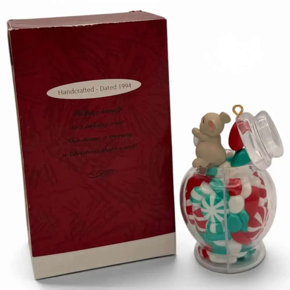 1994 Hallmark Keepsake Ornament Candy Caper Mouse with Candy Jar